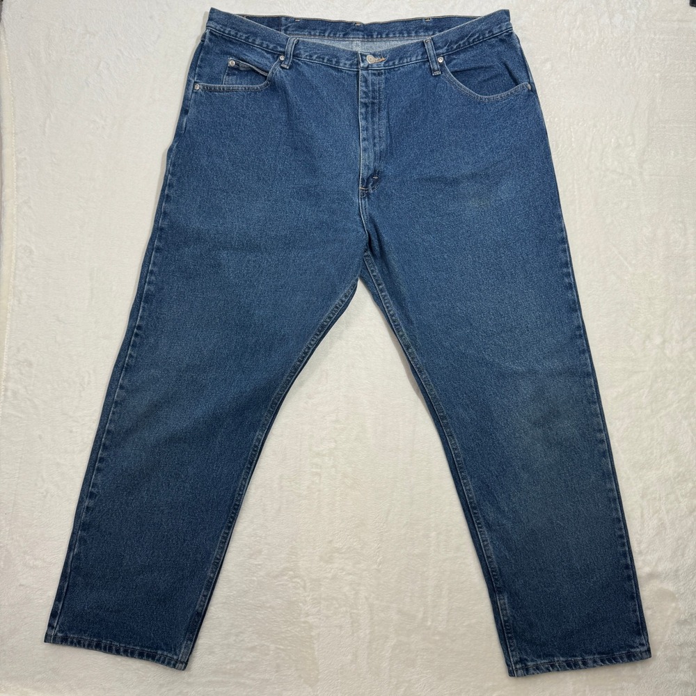 Wrangler Jeans Mens 42x30 Blue Relaxed Fit Straight Leg Denim Workwear